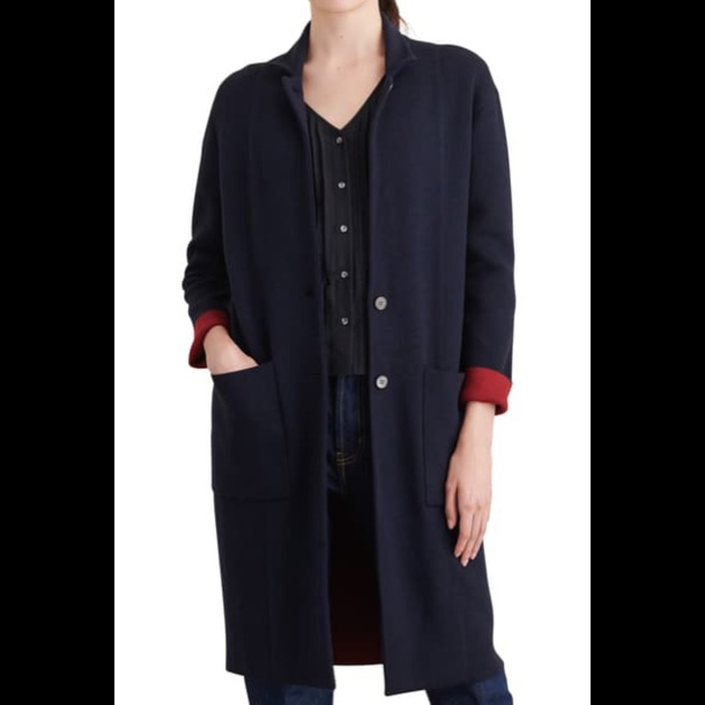Alex Mill Wool Blend Half Sweater Coat Navy Blue